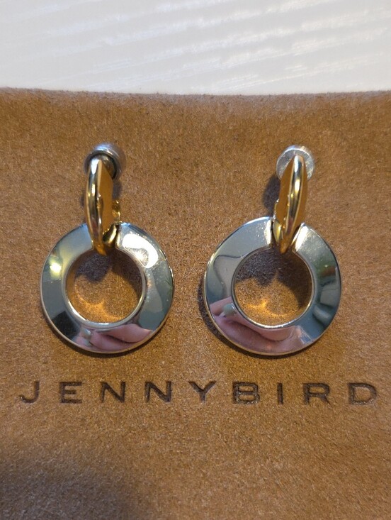 Jenny Bird Jewelry - Jenny Bird Two-Tone Gold and Silver Circular Drop Earrings